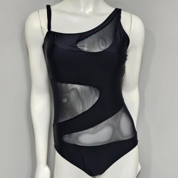 Bar III One-Shoulder Mesh Cutout Swimsuit - Picture 2 of 9